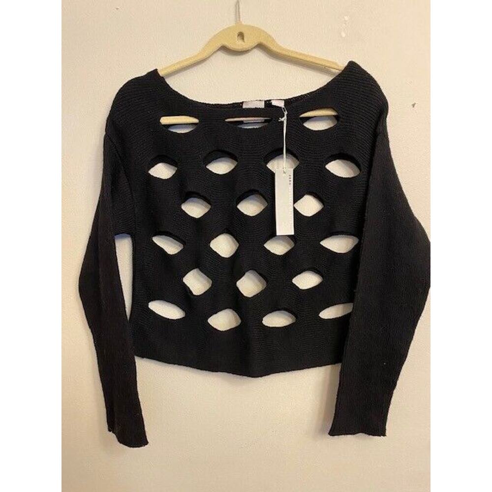 Brand New Zero Degrees Celsius  Womens Medium Cropped Black Sweater Cut Outs